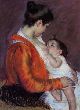 Mary Cassatt œuvres - Louise allaitant son enfant mère des enfants Mary Cassatt